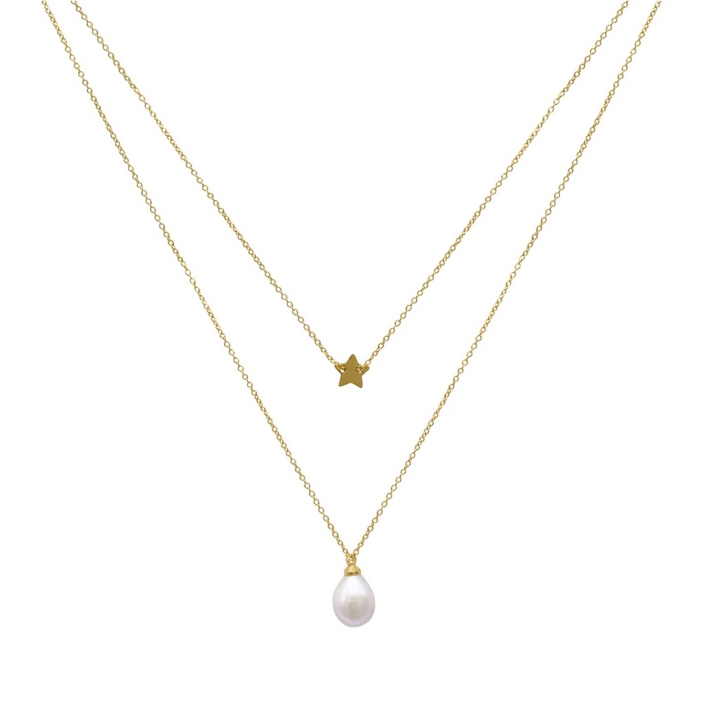 Adorina NWOT 14k Gold Plated Layered Freshwater Baroque Pearl Necklace